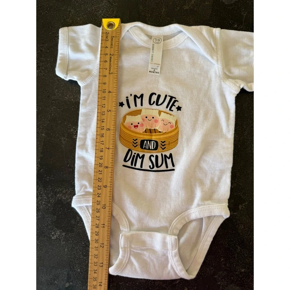 Rabbit Skins Baby 6 Months White I'm Cute and Dim Sum Dumpling Bodysuit RN 60626